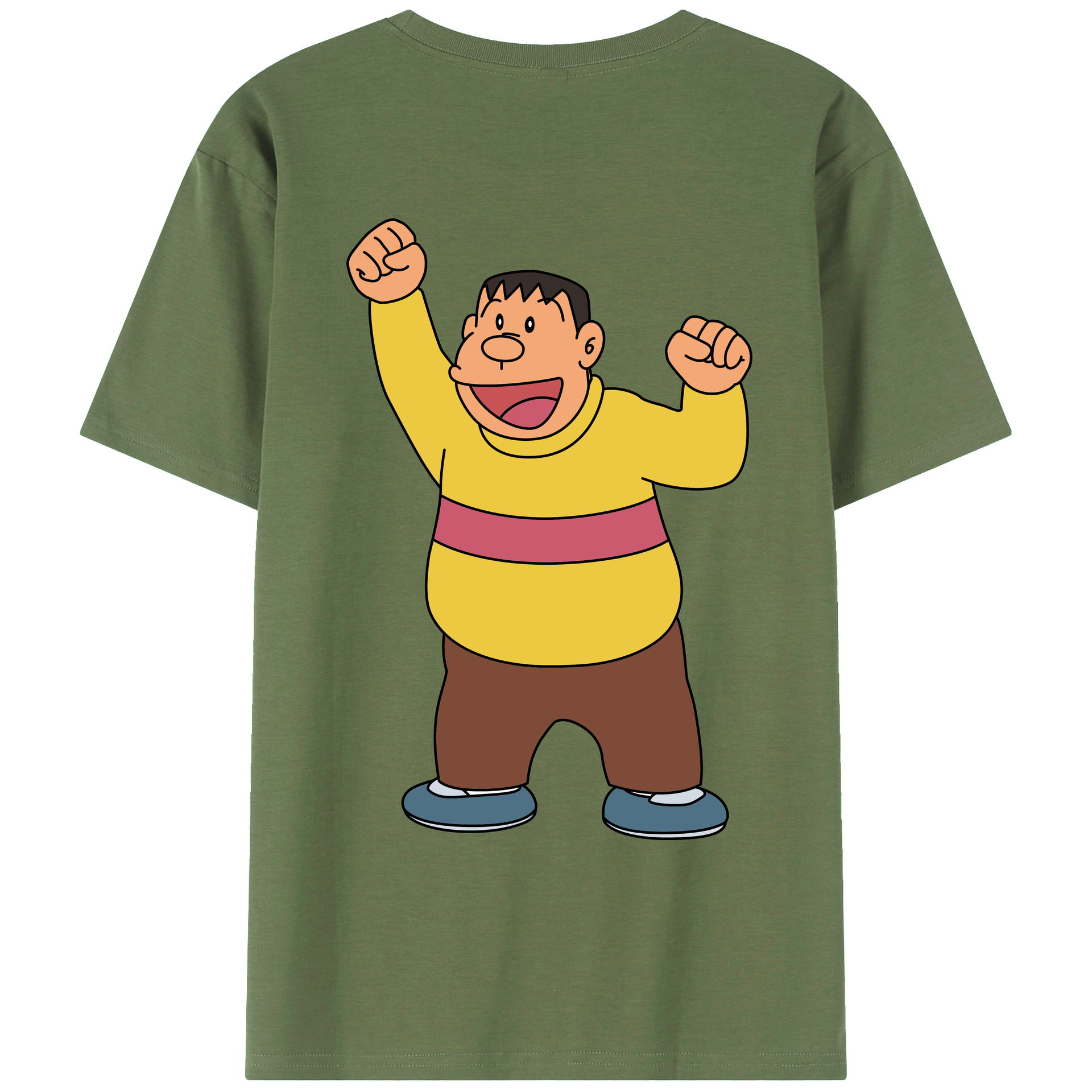（画像用） ドラえもん 剛田武 Doraemon Gouta Takeshi 綿100％ メンズ半袖Tシャツ（バックプリント） 通気性